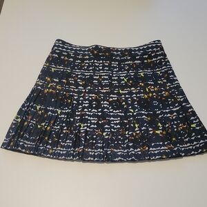 J. Crew Navy and White Floral Patterned, Pleated,lined Mini Skirt 6
